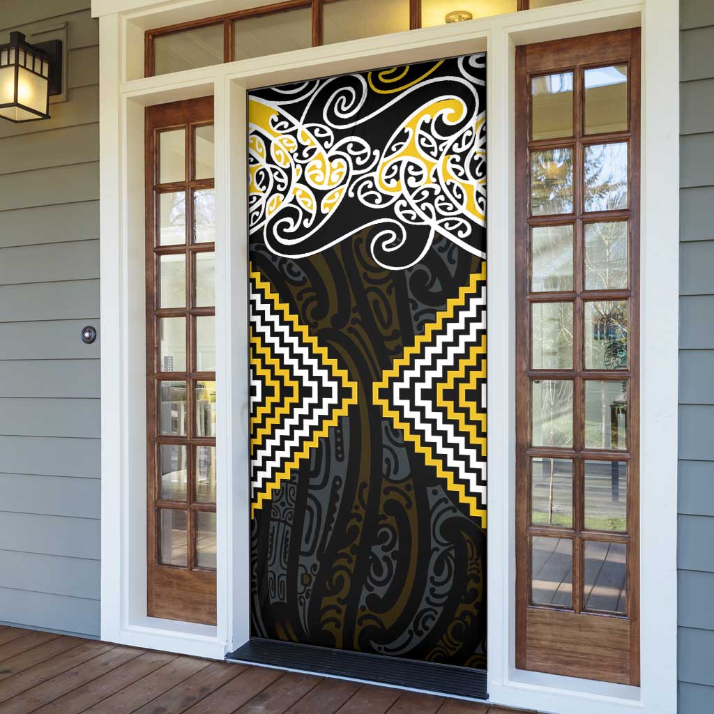 Gold Aotearoa Tukutuku Manawa Tapu Door Cover Ta Moko Toi Maori - Polynesian Pride