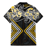 Gold Aotearoa Tukutuku Manawa Tapu Family Matching Mermaid Dress and Hawaiian Shirt Ta Moko Toi Maori