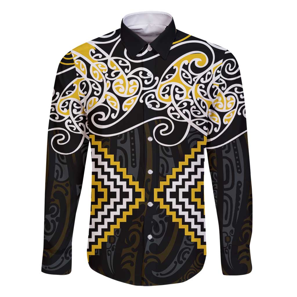 Gold Aotearoa Tukutuku Manawa Tapu Family Matching Mermaid Dress and Hawaiian Shirt Ta Moko Toi Maori