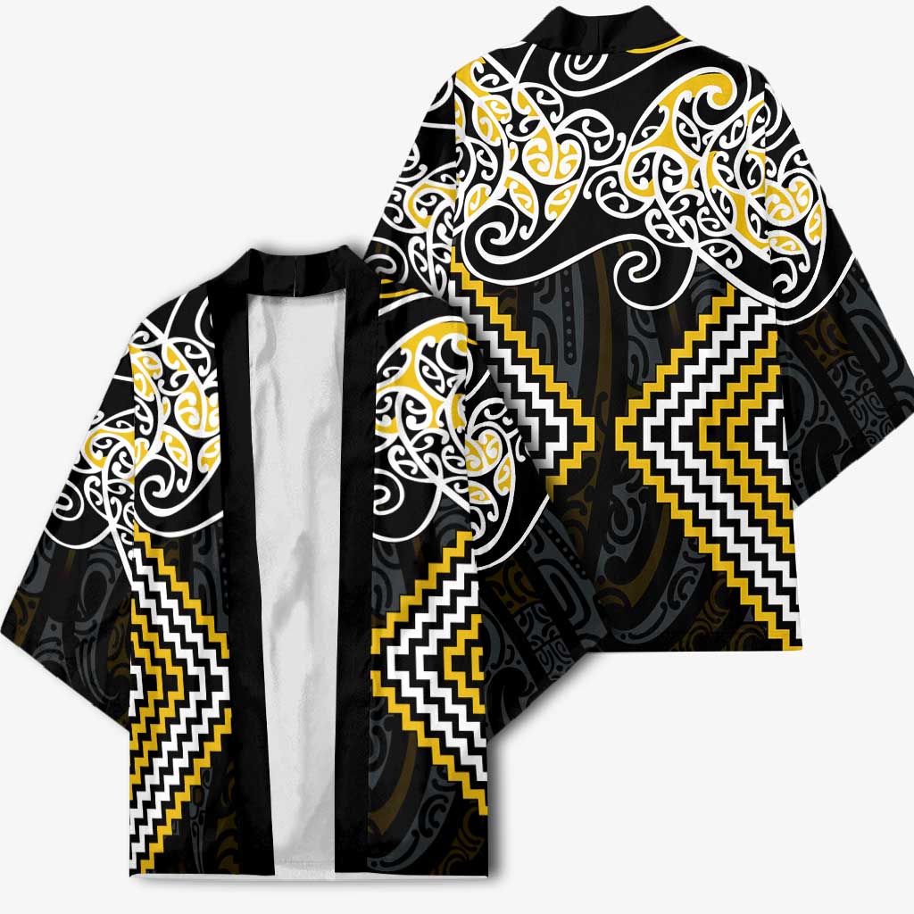 Gold Aotearoa Tukutuku Manawa Tapu Kimono Ta Moko Toi Maori - Polynesian Pride