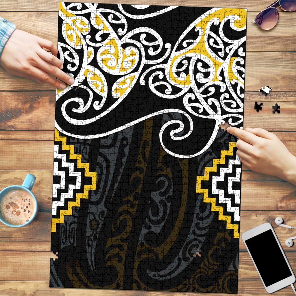 Gold Aotearoa Tukutuku Manawa Tapu Puzzle Ta Moko Toi Maori - Polynesian Pride