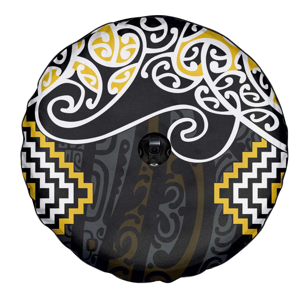 Gold Aotearoa Tukutuku Manawa Tapu Spare Tire Cover Ta Moko Toi Maori