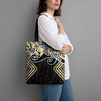 Gold Aotearoa Tukutuku Manawa Tapu Tote Bag Ta Moko Toi Maori - Polynesian Pride