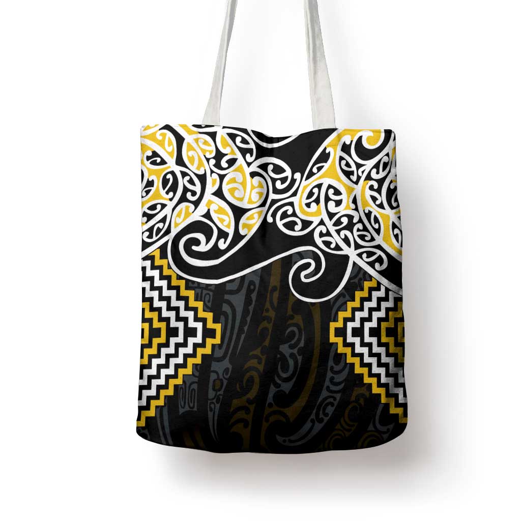 Gold Aotearoa Tukutuku Manawa Tapu Tote Bag Ta Moko Toi Maori - Polynesian Pride