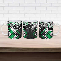 Green Aotearoa Tukutuku Manawa Tapu Ceramic Mug Ta Moko Toi Maori - Polynesian Pride