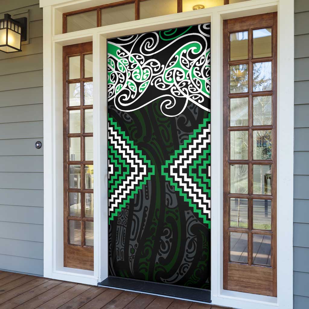 Green Aotearoa Tukutuku Manawa Tapu Door Cover Ta Moko Toi Maori - Polynesian Pride