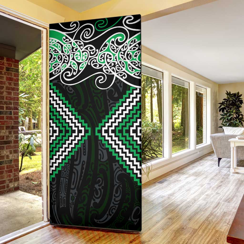 Green Aotearoa Tukutuku Manawa Tapu Door Cover Ta Moko Toi Maori - Polynesian Pride