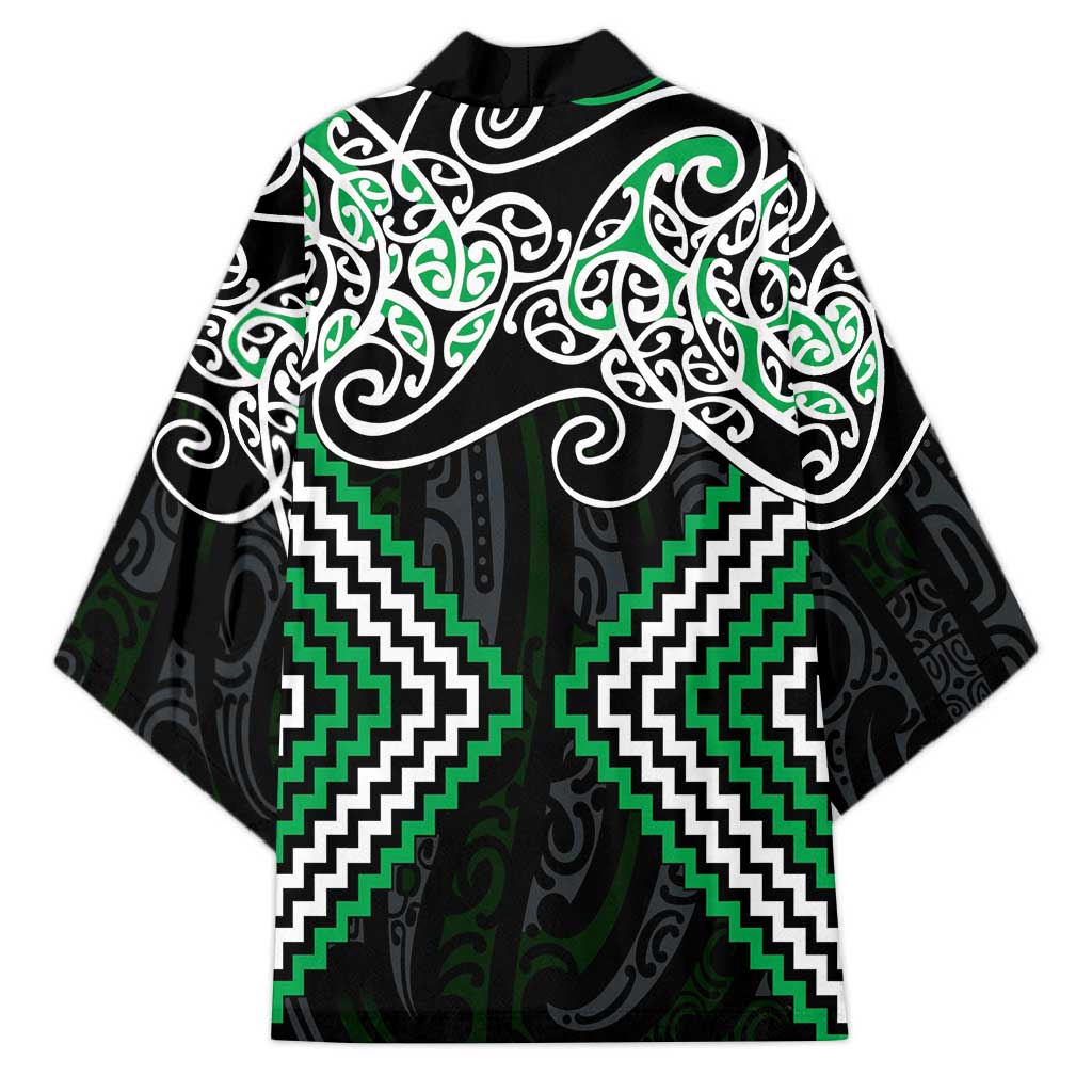 Green Aotearoa Tukutuku Manawa Tapu Kimono Ta Moko Toi Maori - Polynesian Pride