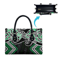 Green Aotearoa Tukutuku Manawa Tapu Leather Bag Ta Moko Toi Maori - Polynesian Pride