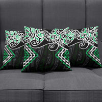 Green Aotearoa Tukutuku Manawa Tapu Pillow Cover Ta Moko Toi Maori - Polynesian Pride