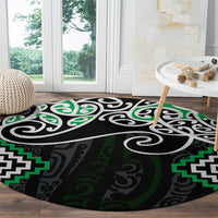 Green Aotearoa Tukutuku Manawa Tapu Round Carpet Ta Moko Toi Maori LT9 - Polynesian Pride