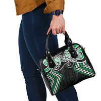 Green Aotearoa Tukutuku Manawa Tapu Shoulder Handbag Ta Moko Toi Maori