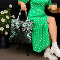 Green Aotearoa Tukutuku Manawa Tapu Tote Bag Ta Moko Toi Maori - Polynesian Pride