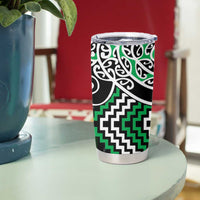 Green Aotearoa Tukutuku Manawa Tapu Tumbler Cup Ta Moko Toi Maori