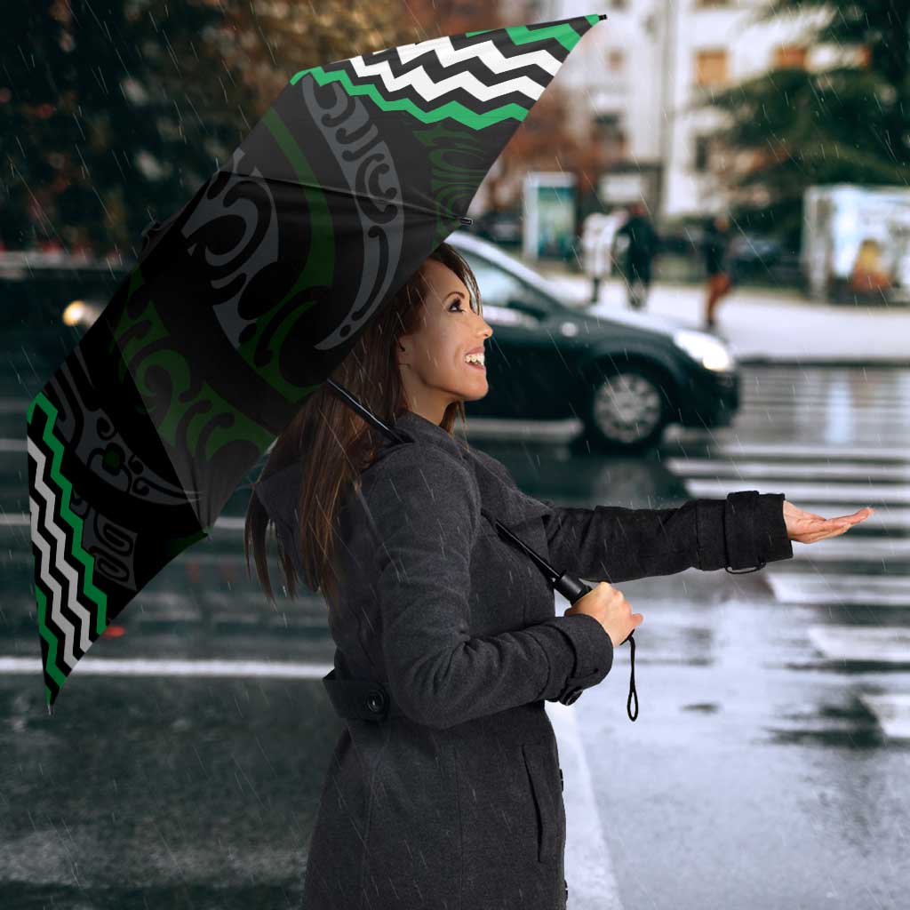 Green Aotearoa Tukutuku Manawa Tapu Umbrella Ta Moko Toi Maori - Polynesian Pride