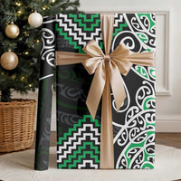 Green Aotearoa Tukutuku Manawa Tapu Wrapping Paper Ta Moko Toi Maori - Polynesian Pride