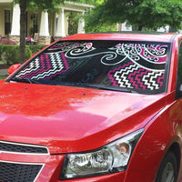 Pink Aotearoa Tukutuku Manawa Tapu Auto Sun Shade Ta Moko Toi Maori - Polynesian Pride