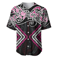 Pink Aotearoa Tukutuku Manawa Tapu Baseball Jersey Ta Moko Toi Maori LT9 Pink - Polynesian Pride