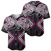 Pink Aotearoa Tukutuku Manawa Tapu Baseball Jersey Ta Moko Toi Maori LT9 - Polynesian Pride