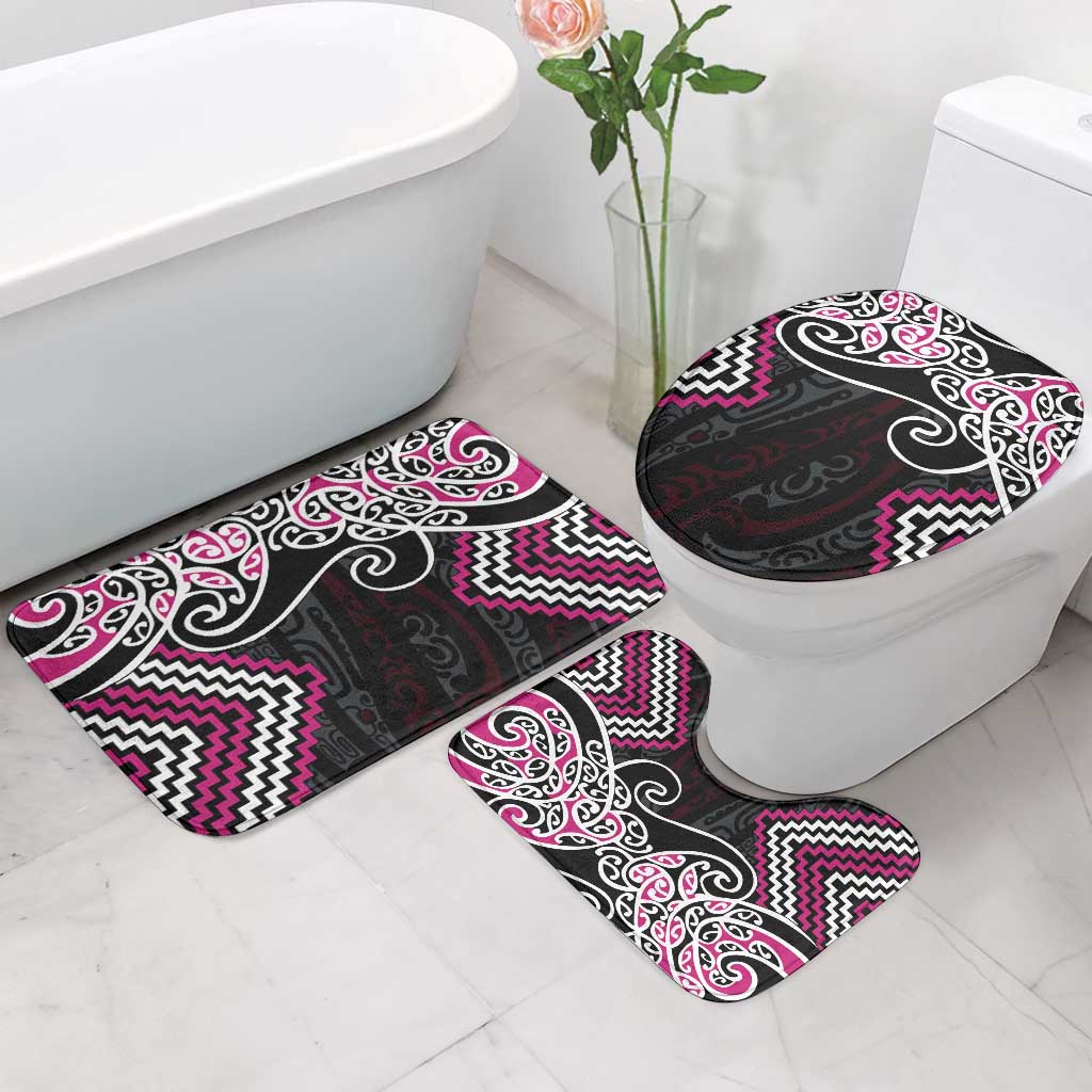 Pink Aotearoa Tukutuku Manawa Tapu Bathroom Set Ta Moko Toi Maori - Polynesian Pride