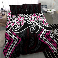 Pink Aotearoa Tukutuku Manawa Tapu Bedding Set Ta Moko Toi Maori