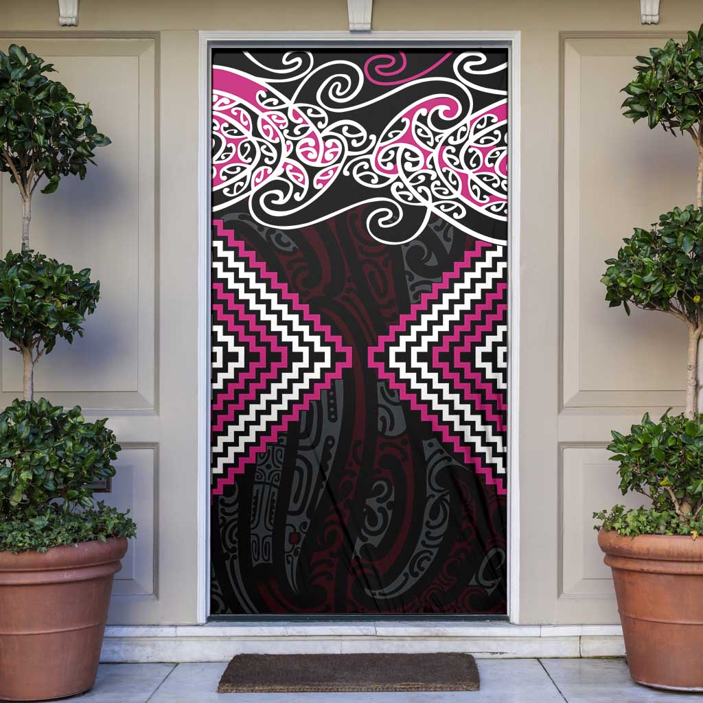 Pink Aotearoa Tukutuku Manawa Tapu Door Cover Ta Moko Toi Maori - Polynesian Pride