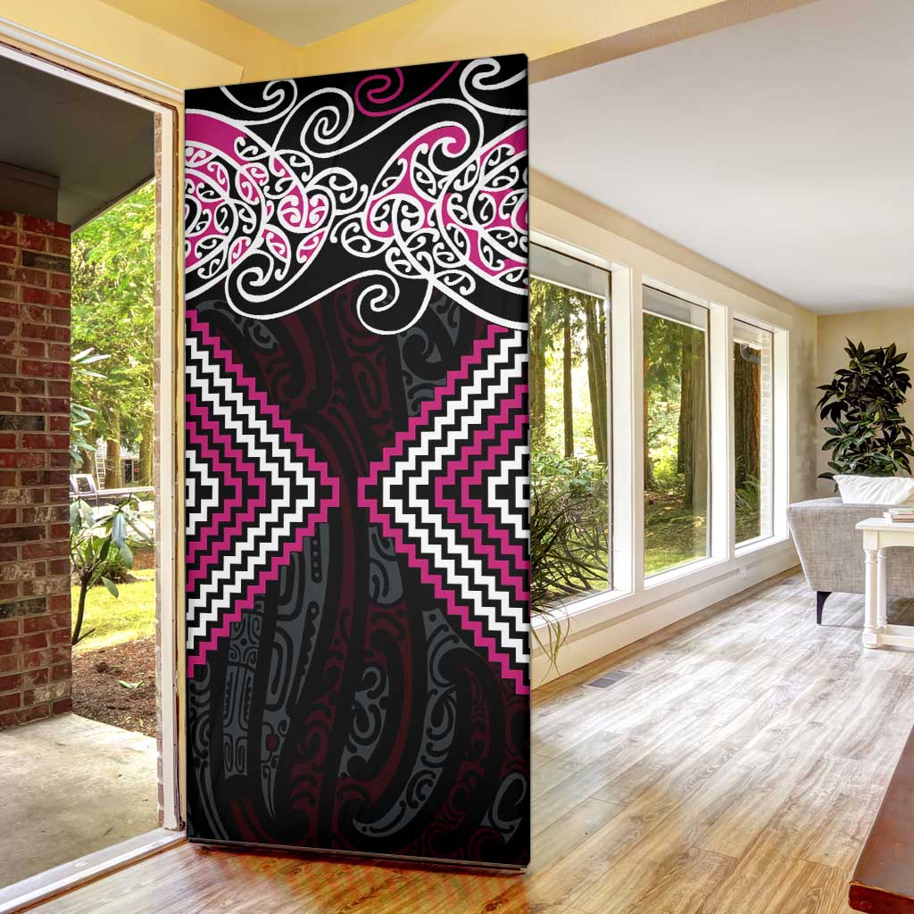 Pink Aotearoa Tukutuku Manawa Tapu Door Cover Ta Moko Toi Maori - Polynesian Pride