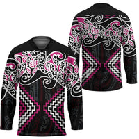 Pink Aotearoa Tukutuku Manawa Tapu Hockey Jersey Ta Moko Toi Maori - Polynesian Pride