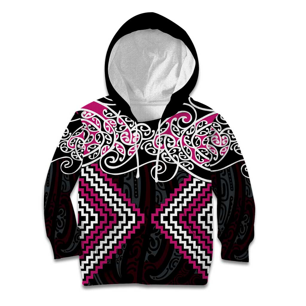 Pink Aotearoa Tukutuku Manawa Tapu Kid Hoodie Ta Moko Toi Maori LT9 Hoodie Pink - Polynesian Pride