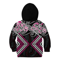 Pink Aotearoa Tukutuku Manawa Tapu Kid Hoodie Ta Moko Toi Maori LT9 - Polynesian Pride