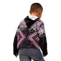 Pink Aotearoa Tukutuku Manawa Tapu Kid Hoodie Ta Moko Toi Maori LT9 - Polynesian Pride
