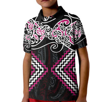 Pink Aotearoa Tukutuku Manawa Tapu Kid Polo Shirt Ta Moko Toi Maori LT9 Kid Pink - Polynesian Pride