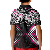 Pink Aotearoa Tukutuku Manawa Tapu Kid Polo Shirt Ta Moko Toi Maori LT9 - Polynesian Pride