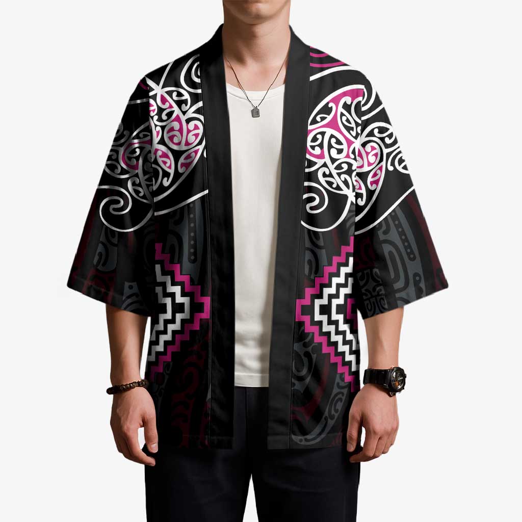 Pink Aotearoa Tukutuku Manawa Tapu Kimono Ta Moko Toi Maori - Polynesian Pride