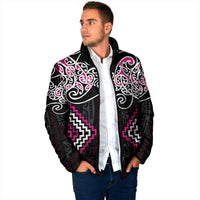 Pink Aotearoa Tukutuku Manawa Tapu Padded Jacket Ta Moko Toi Maori - Polynesian Pride