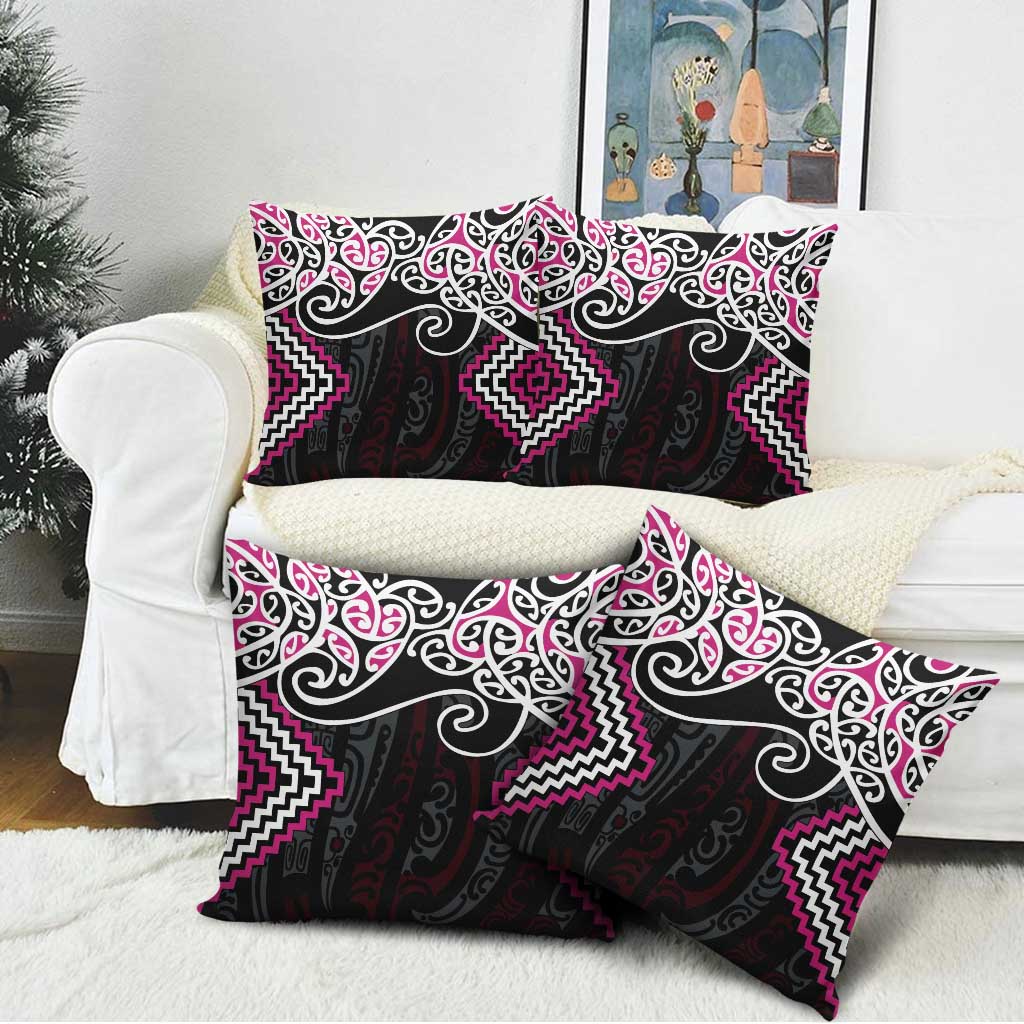 Pink Aotearoa Tukutuku Manawa Tapu Pillow Cover Ta Moko Toi Maori - Polynesian Pride