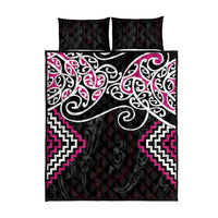 Pink Aotearoa Tukutuku Manawa Tapu Quilt Bed Set Ta Moko Toi Maori
