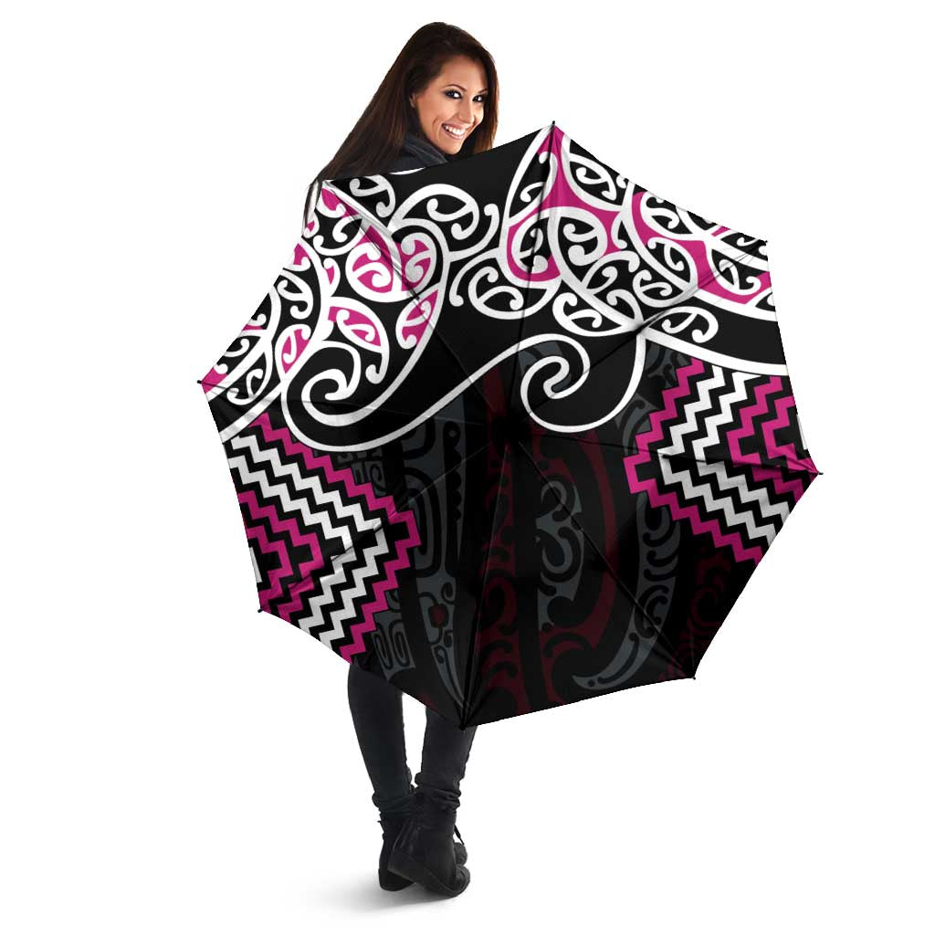 Pink Aotearoa Tukutuku Manawa Tapu Umbrella Ta Moko Toi Maori - Polynesian Pride