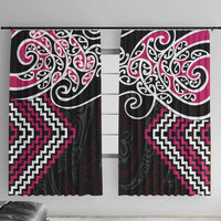 Pink Aotearoa Tukutuku Manawa Tapu Window Curtain Ta Moko Toi Maori
