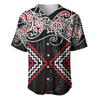 Red Aotearoa Tukutuku Manawa Tapu Baseball Jersey Ta Moko Toi Maori LT9 Red - Polynesian Pride