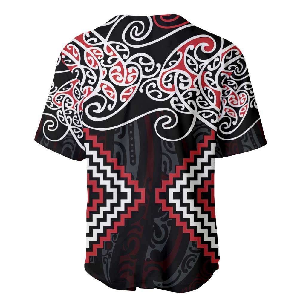 Red Aotearoa Tukutuku Manawa Tapu Baseball Jersey Ta Moko Toi Maori LT9 - Polynesian Pride