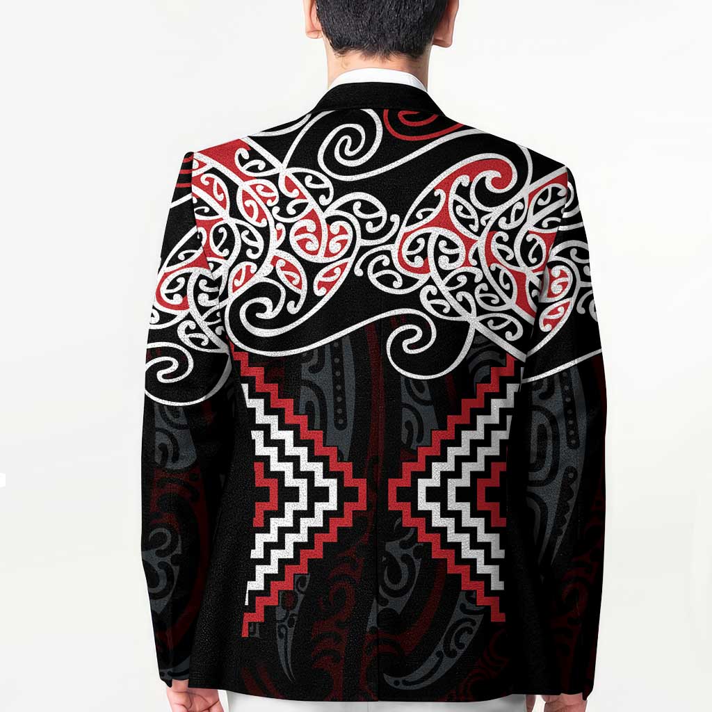 Red Aotearoa Tukutuku Manawa Tapu Blazer Ta Moko Toi Maori - Polynesian Pride