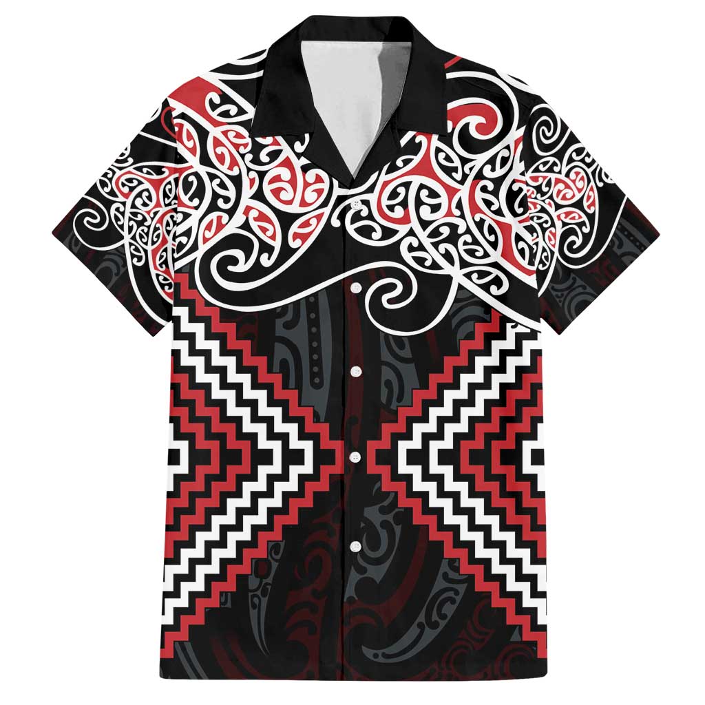 Red Aotearoa Tukutuku Manawa Tapu Family Matching Long Sleeve Bodycon Dress and Hawaiian Shirt Ta Moko Toi Maori