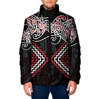 Red Aotearoa Tukutuku Manawa Tapu Padded Jacket Ta Moko Toi Maori - Polynesian Pride
