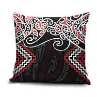 Red Aotearoa Tukutuku Manawa Tapu Pillow Cover Ta Moko Toi Maori - Polynesian Pride