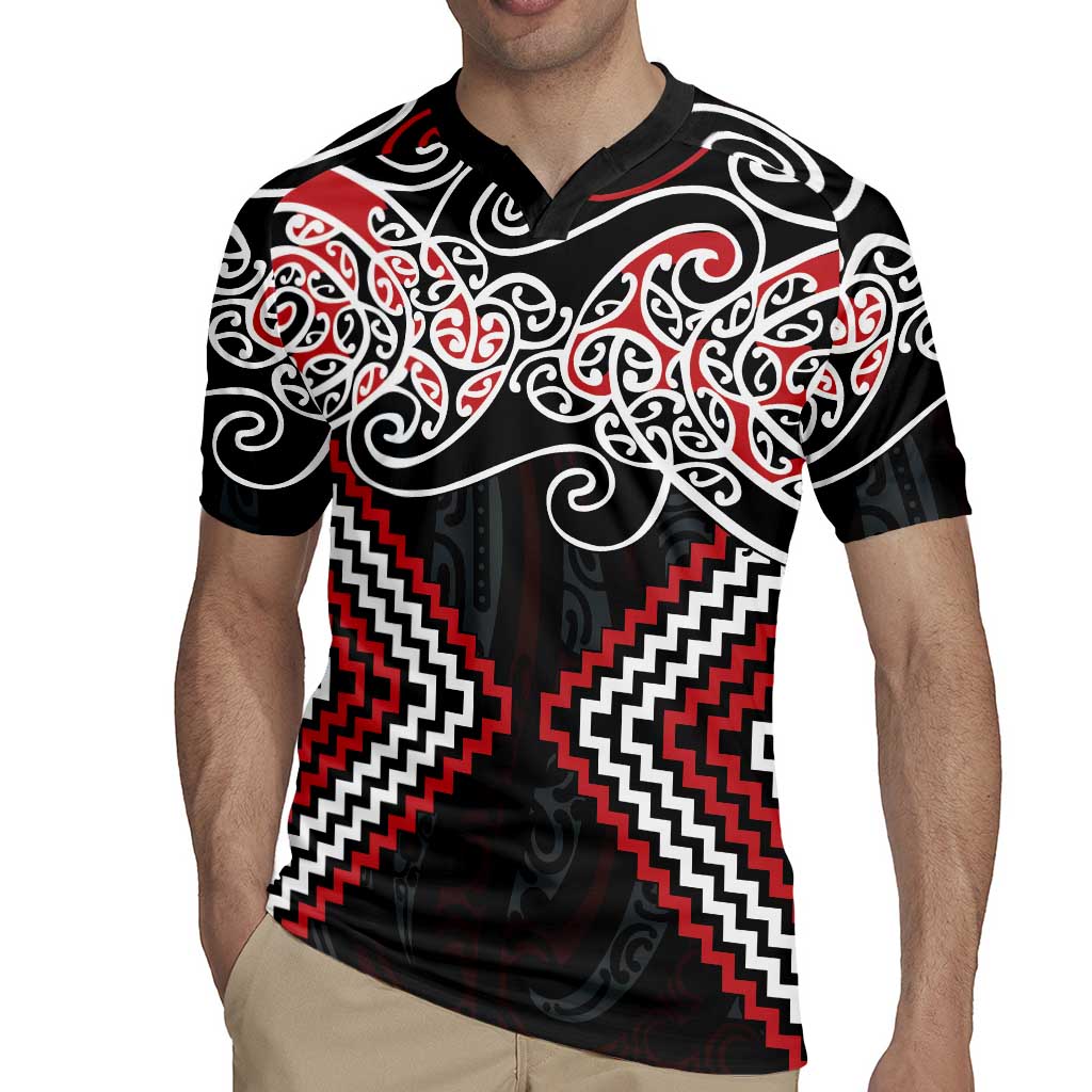 Red Aotearoa Tukutuku Manawa Tapu Rugby Jersey Ta Moko Toi Maori