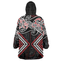 Red Aotearoa Tukutuku Manawa Tapu Wearable Blanket Hoodie Ta Moko Toi Maori