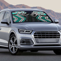 Turquoise Aotearoa Tukutuku Manawa Tapu Auto Sun Shade Ta Moko Toi Maori - Polynesian Pride