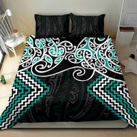 Turquoise Aotearoa Tukutuku Manawa Tapu Bedding Set Ta Moko Toi Maori