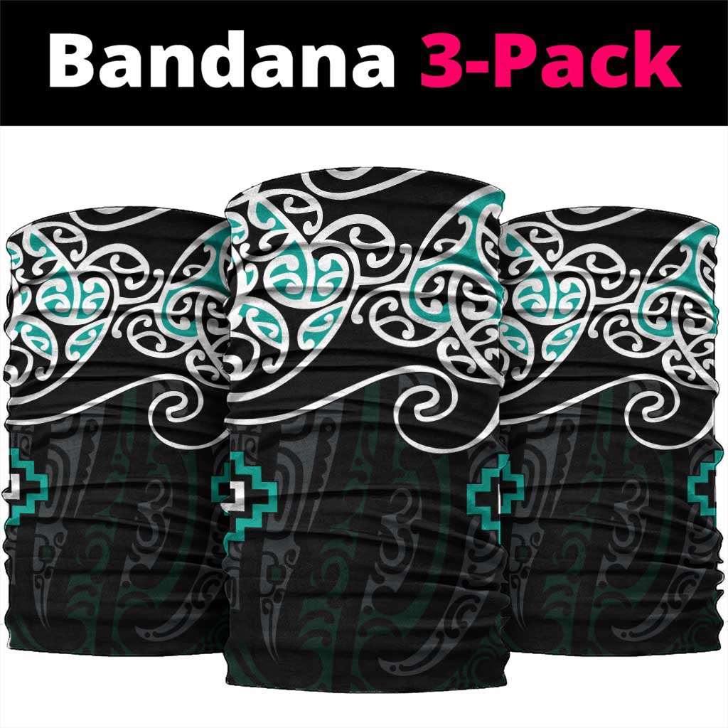 Turquoise Aotearoa Tukutuku Manawa Tapu Neck Gaiter Ta Moko Toi Maori - Polynesian Pride